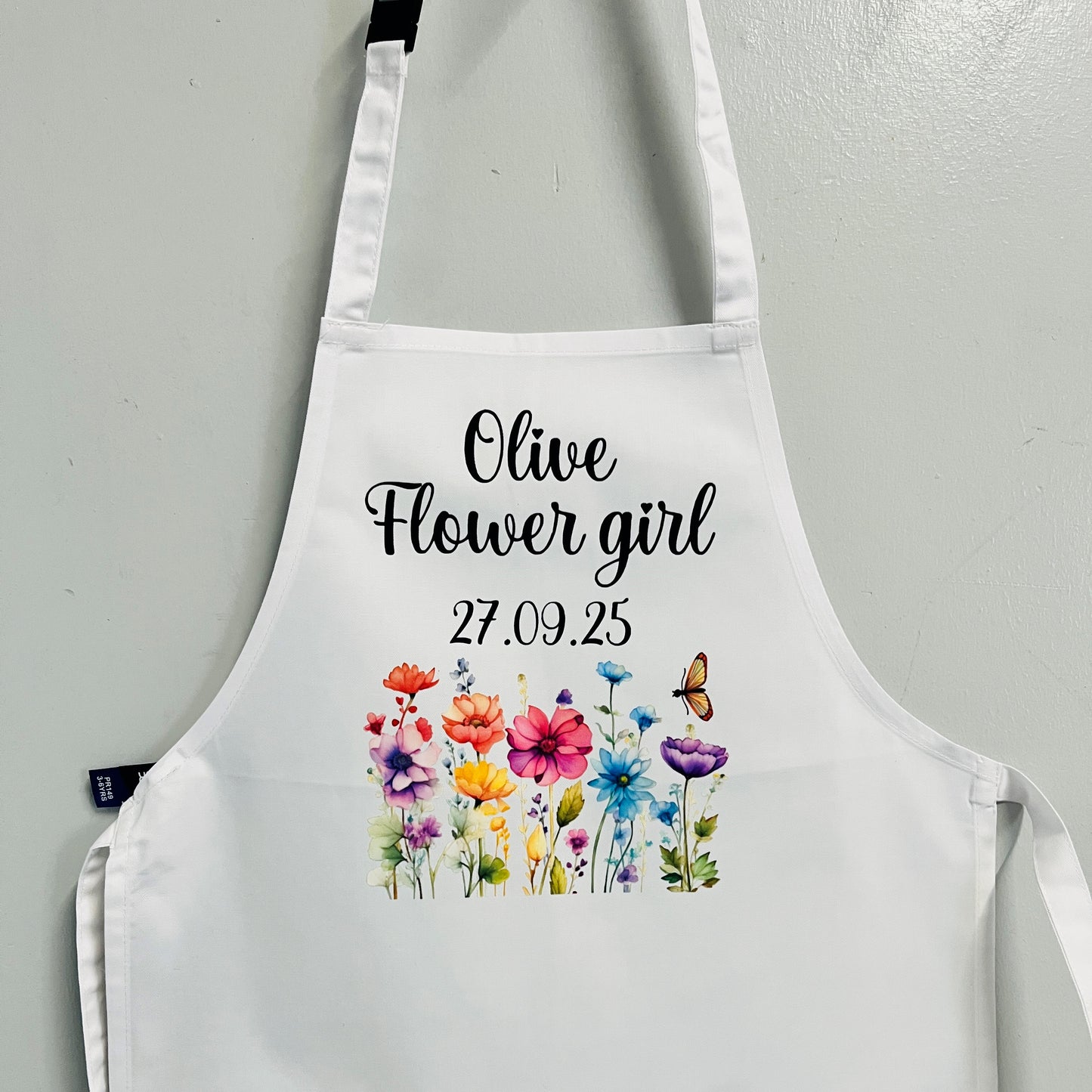 Kids Flower Girl Apron, Apron for Wedding Bridesmaids