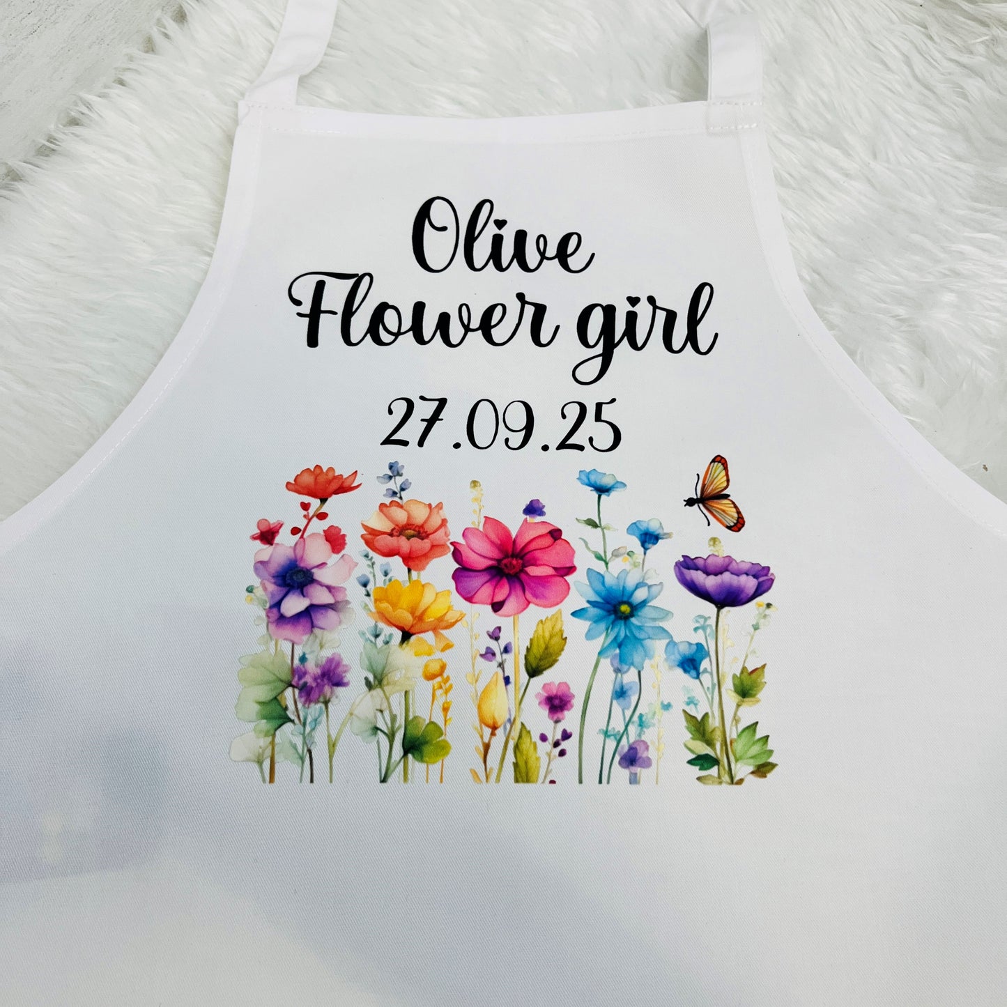 Kids Flower Girl Apron, Apron for Wedding Bridesmaids