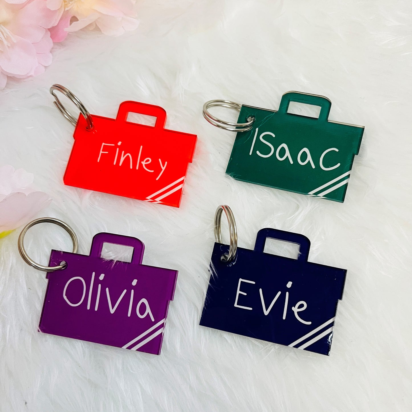 Personalised Book Bag Acrylic Keyring