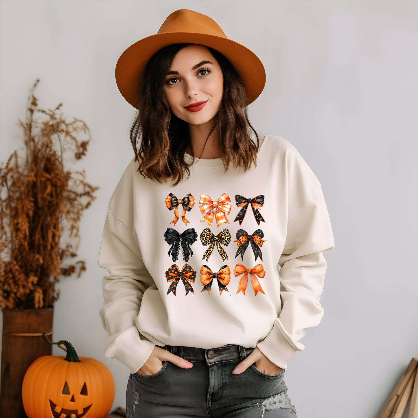 Autumn Vibes Sweatshirt, Halloween Coquette Bow Jumper