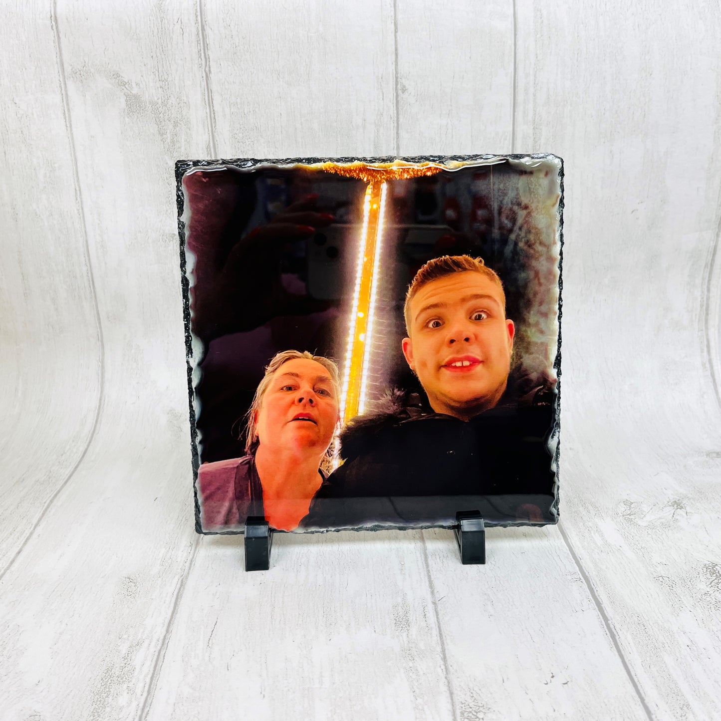 Personalised Photo Slate With Stand, Picture Rock Slate, Housewarming Gift