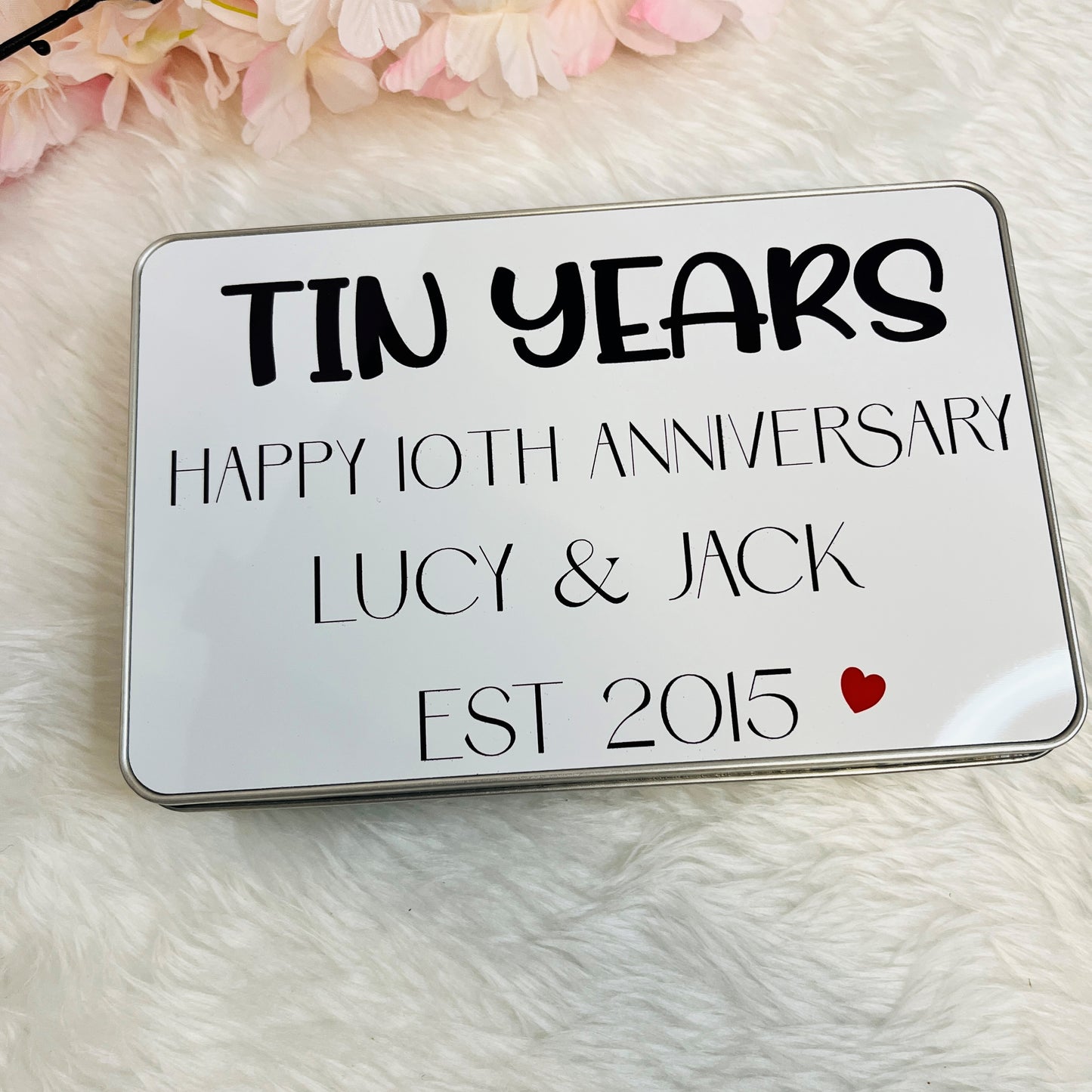 Ten Year Anniversary Gift, Tin Years Treat Tin