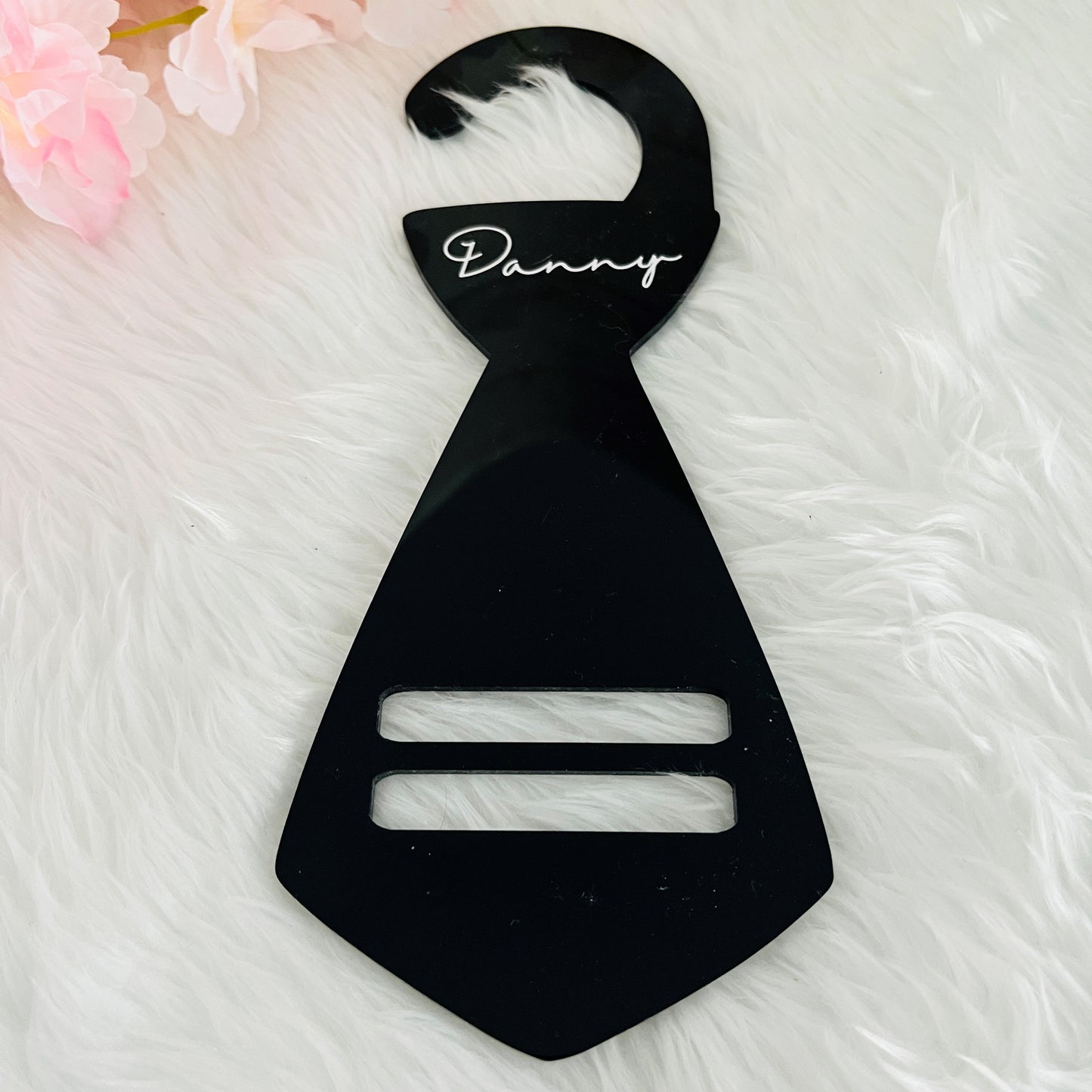 Personalised Groomsman Acrylic Tie Hanger, Wedding Hanger Tags