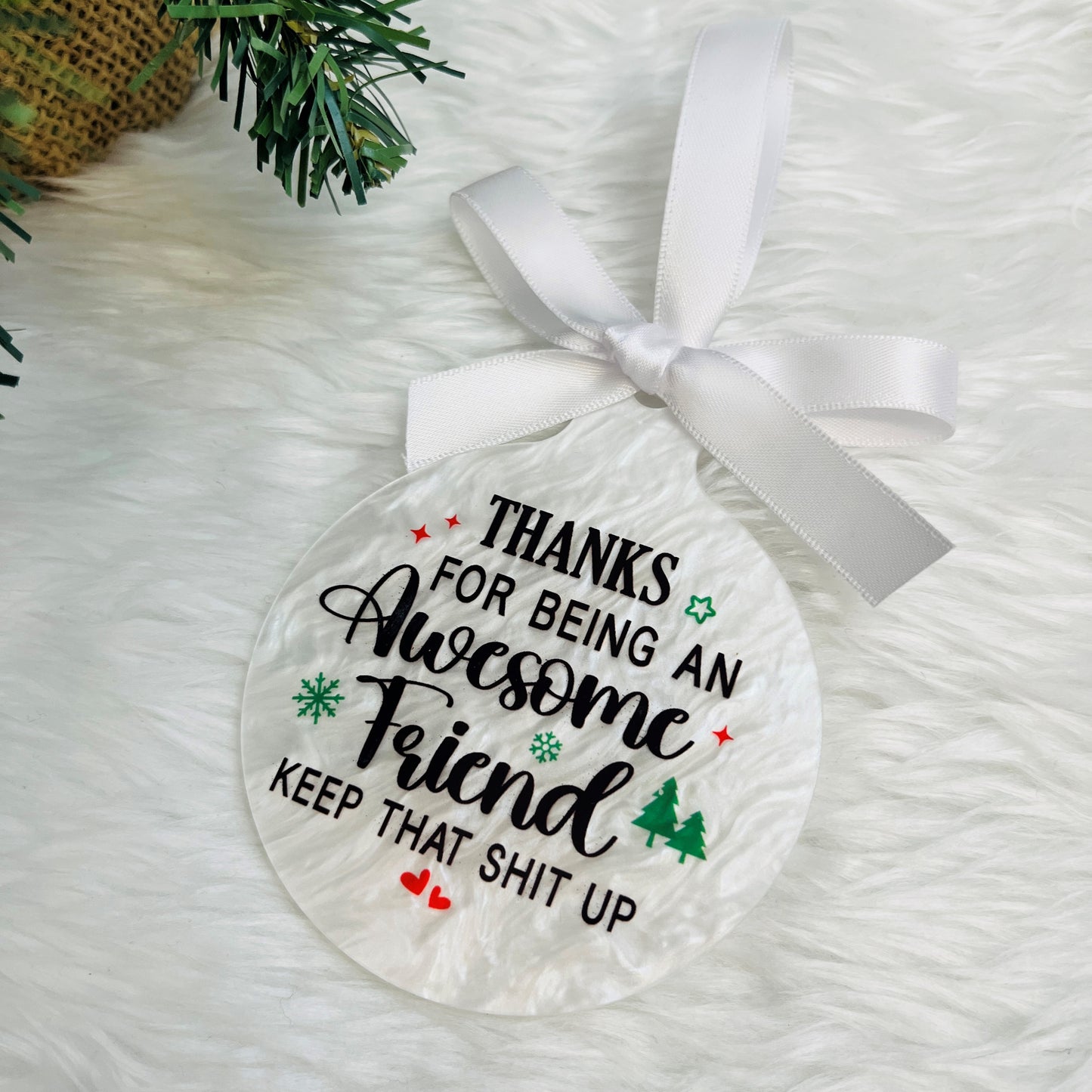 Best Friends Christmas Bauble, Acrylic Xmas Tree Decoration