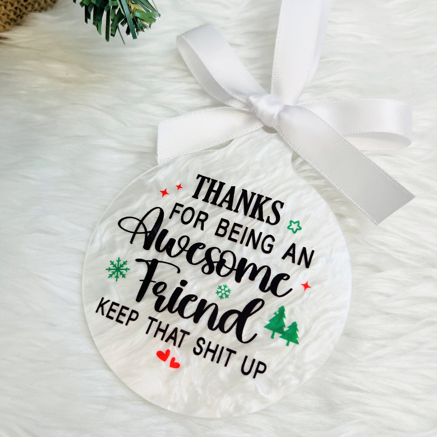Best Friends Christmas Bauble, Acrylic Xmas Tree Decoration