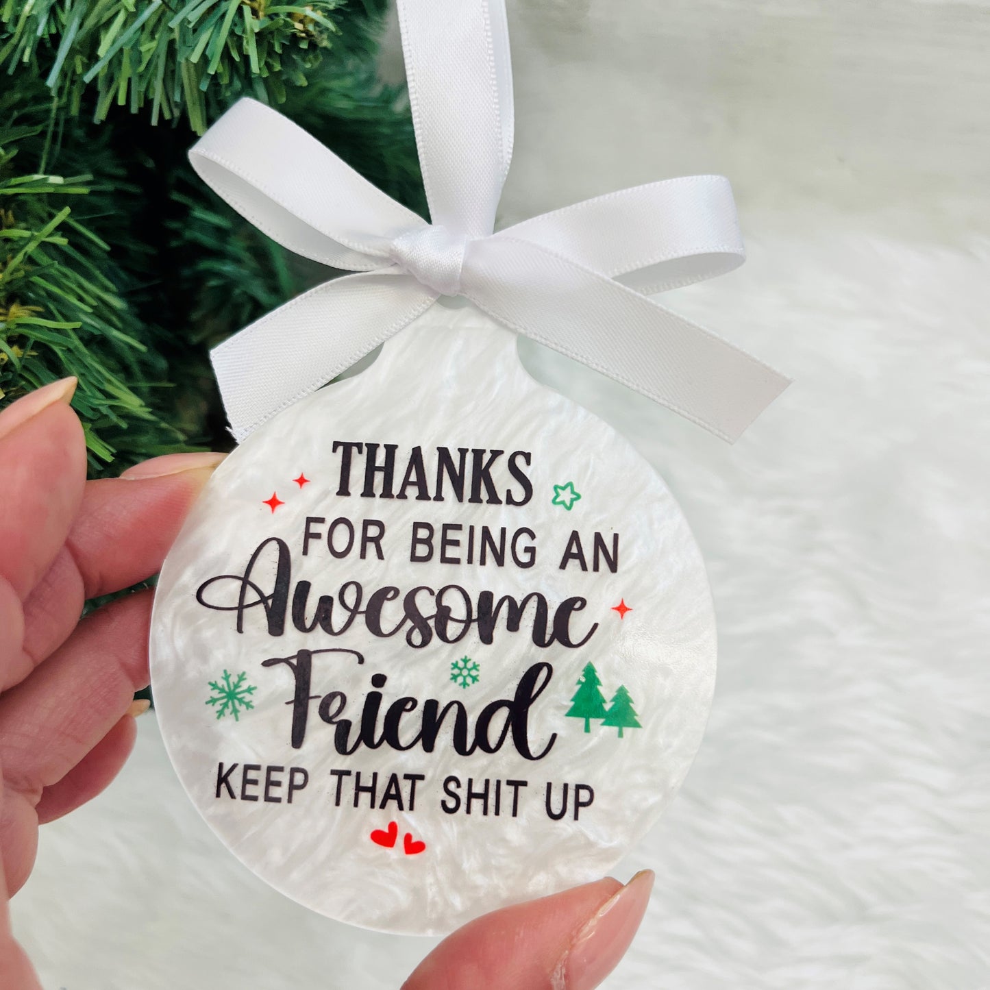 Best Friends Christmas Bauble, Acrylic Xmas Tree Decoration