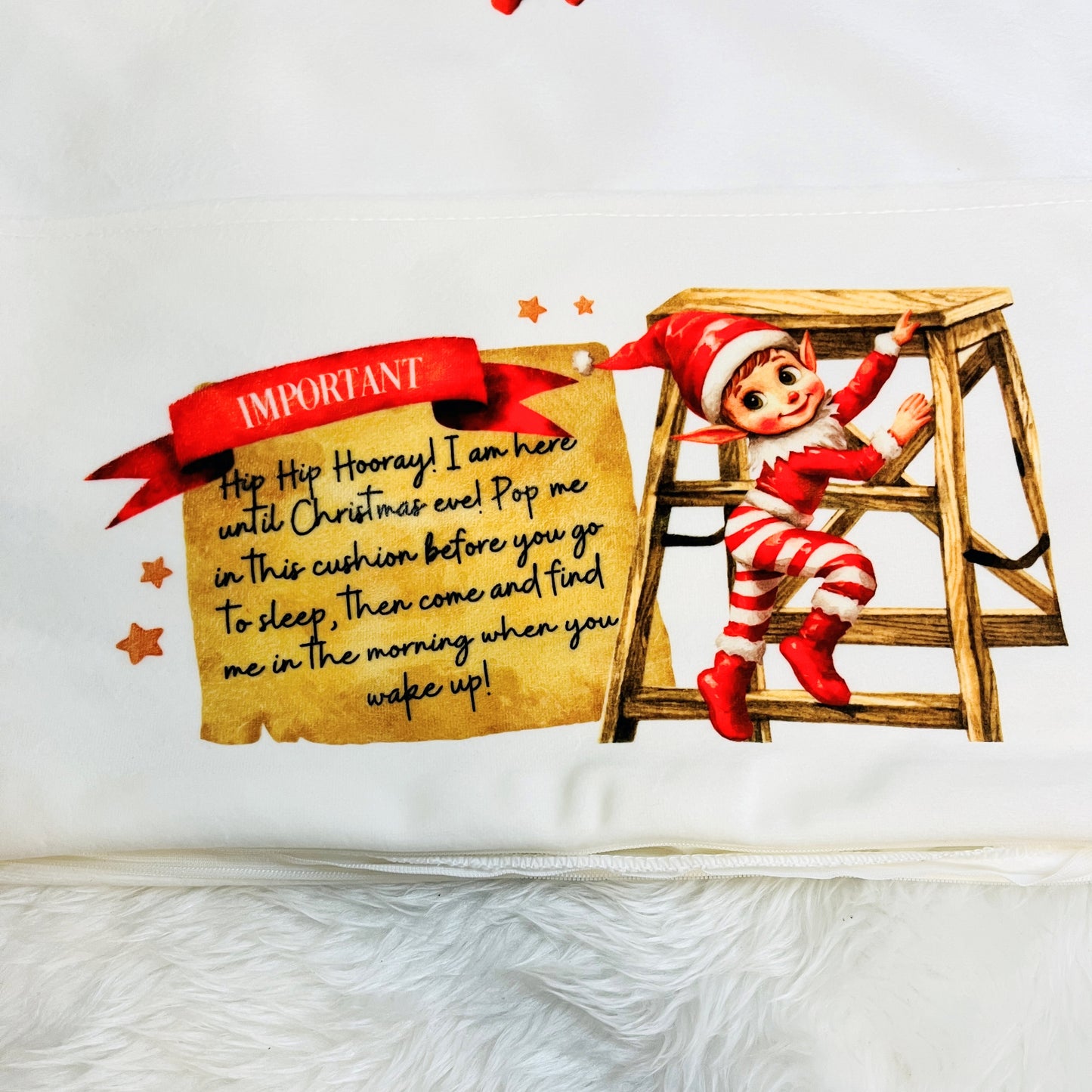 Personalised Elf Christmas Pocket Cushion