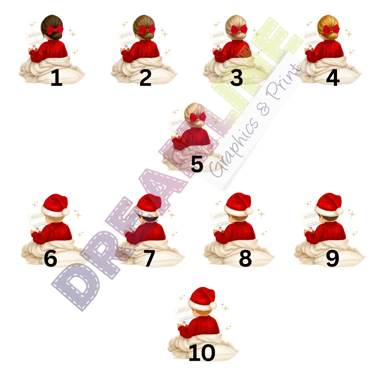 Choice of child illustrations by hair colour for personalised gift box