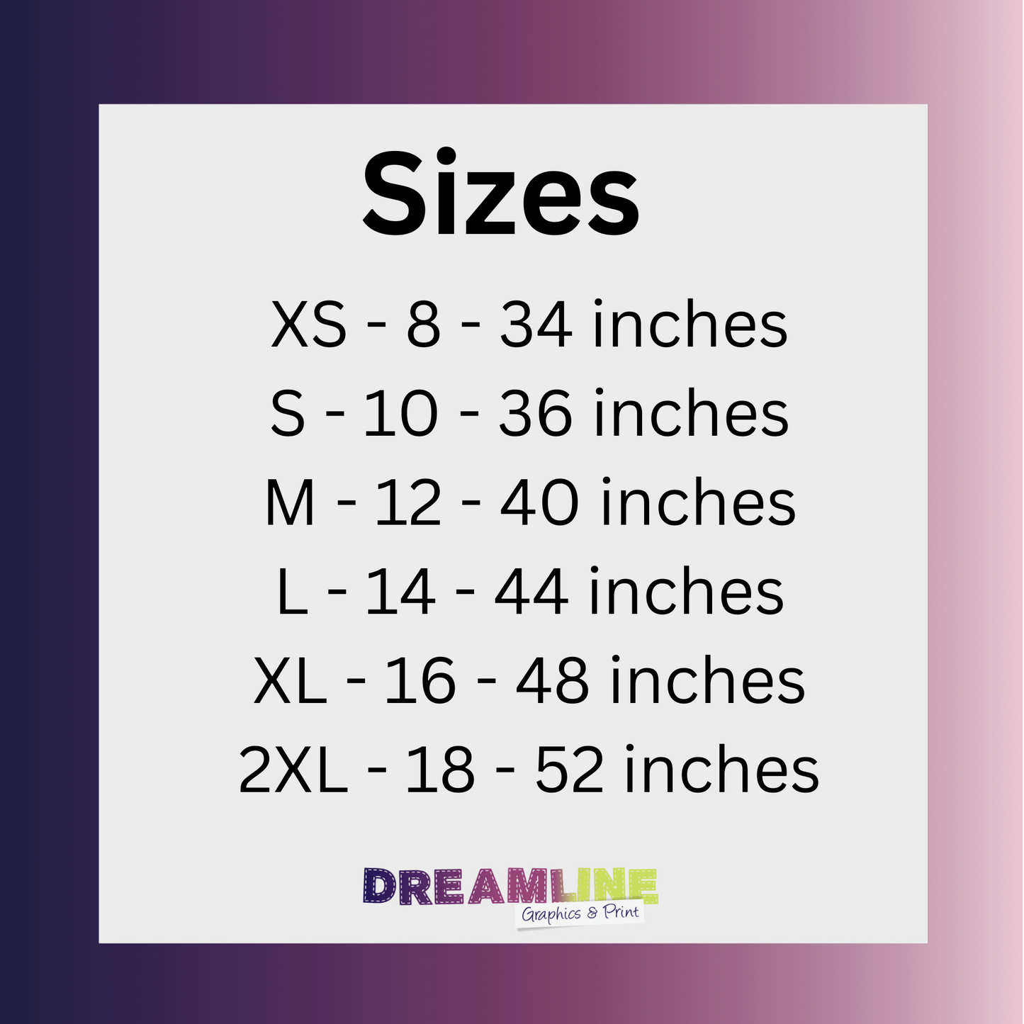 size chart for Sweatshirt