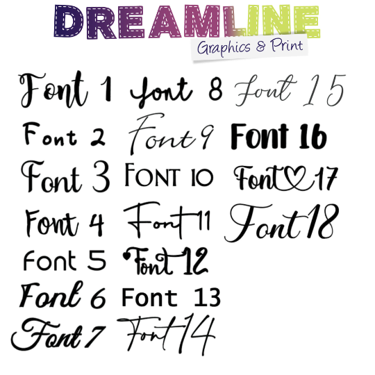 Font choices for plastic champagne flutes