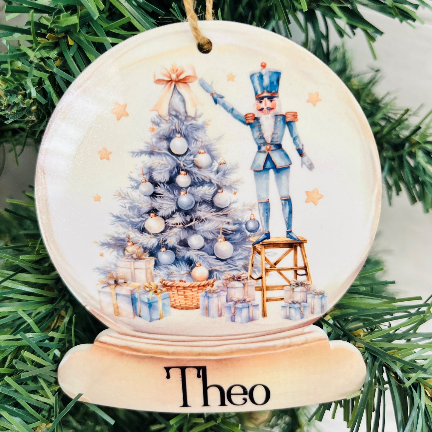 Acrylic Personalised Snowglobe Christmas Tree Ornament for Kids