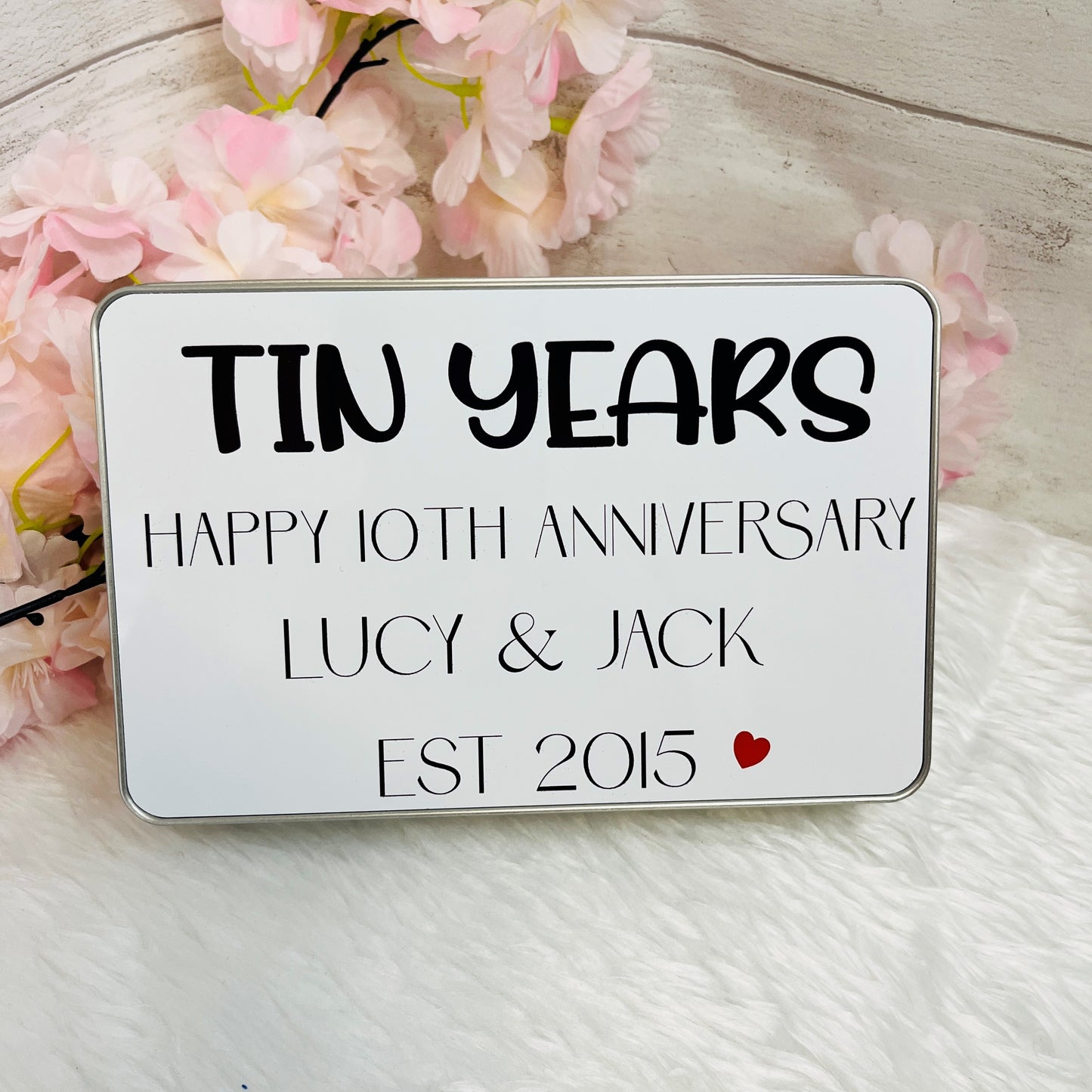 Ten Year Anniversary Gift, Tin Years Treat Tin