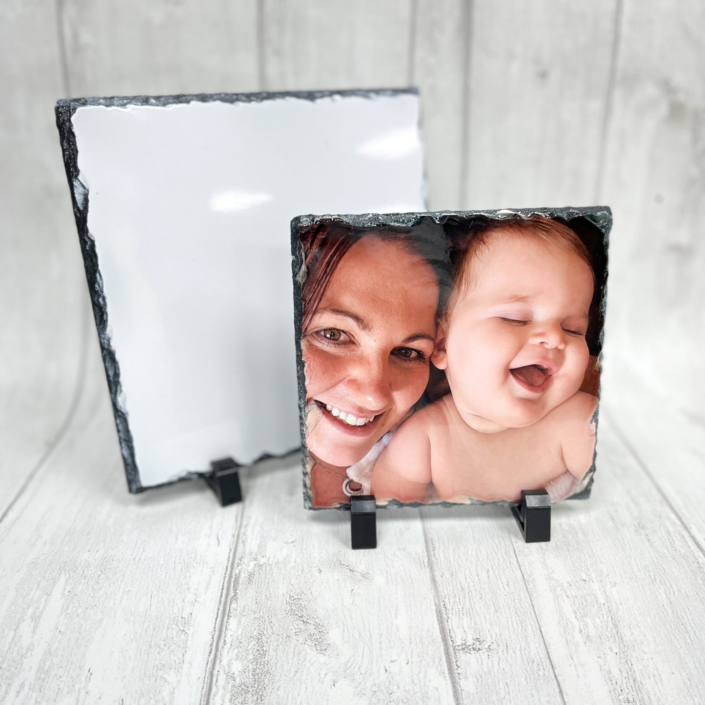 Personalised Photo Slate With Stand, Picture Rock Slate, Housewarming Gift