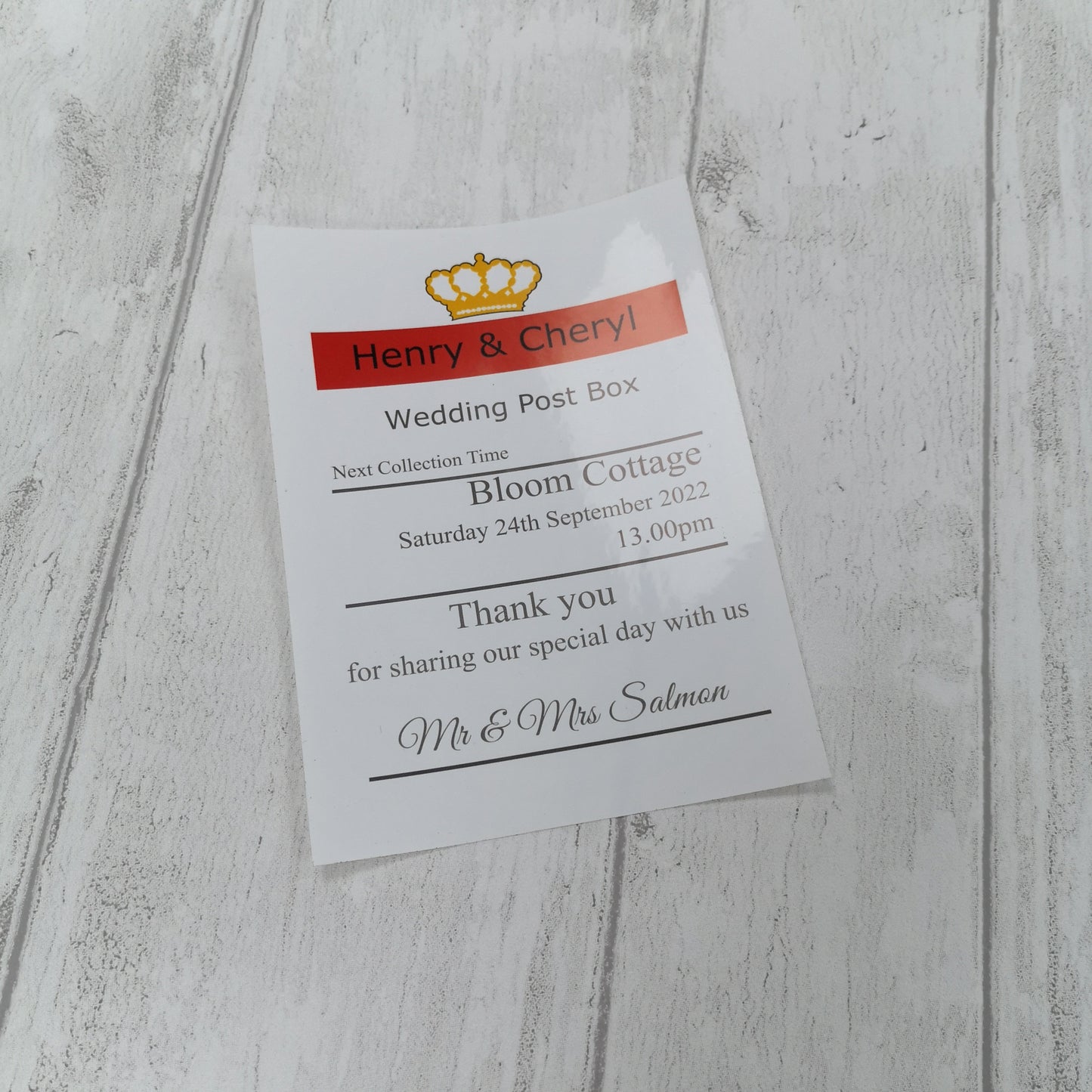 Royal Mail Event Post Box Sign,  Personalised for any occasion, Wedding Post Box Decal