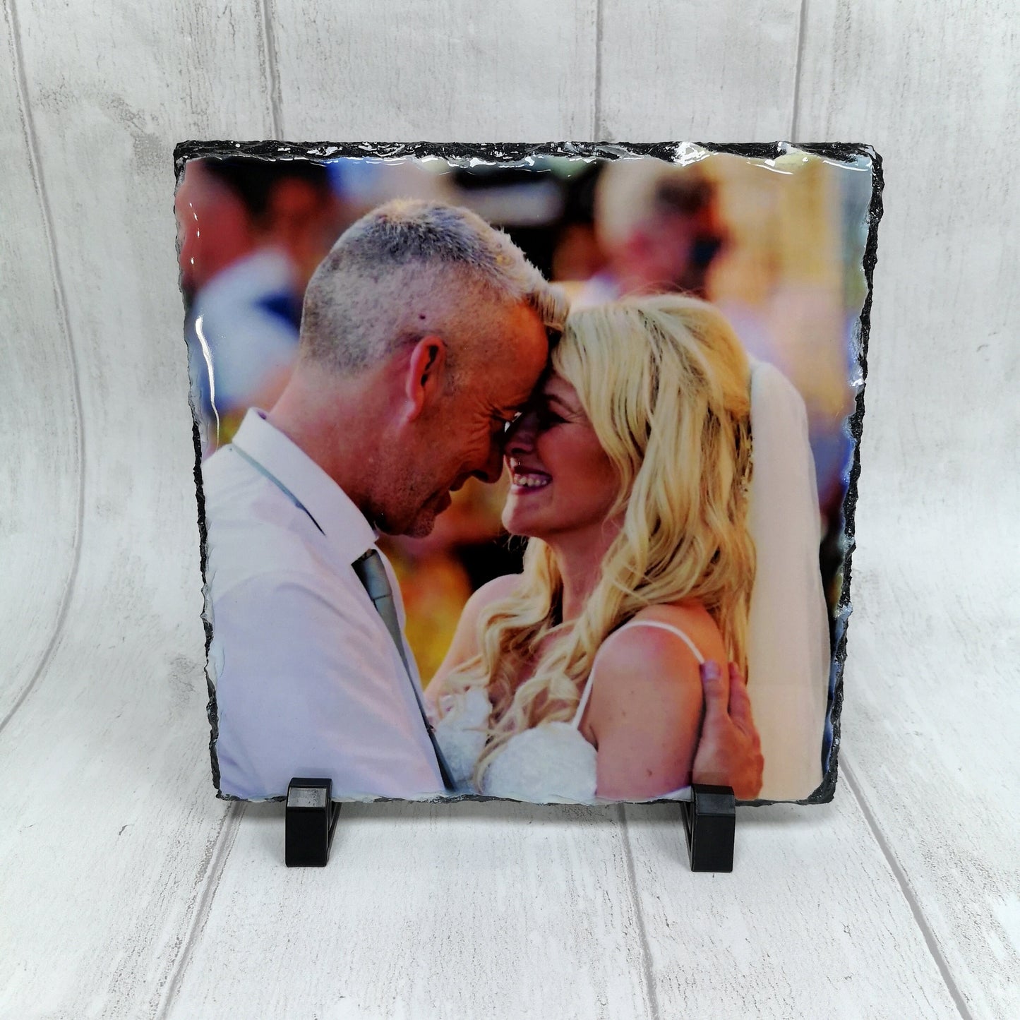 Personalised Photo Slate With Stand, Picture Rock Slate, Housewarming Gift