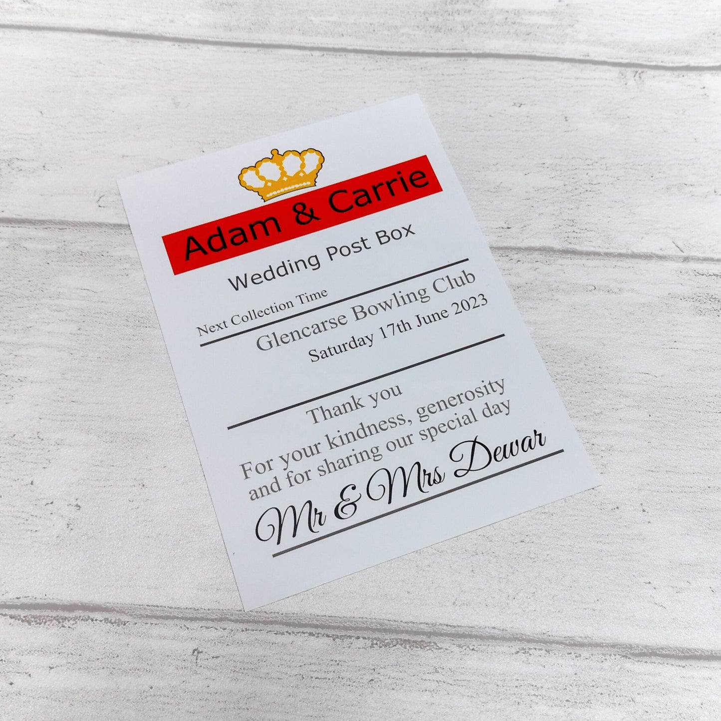 Royal Mail Event Post Box Sign,  Personalised for any occasion, Wedding Post Box Decal