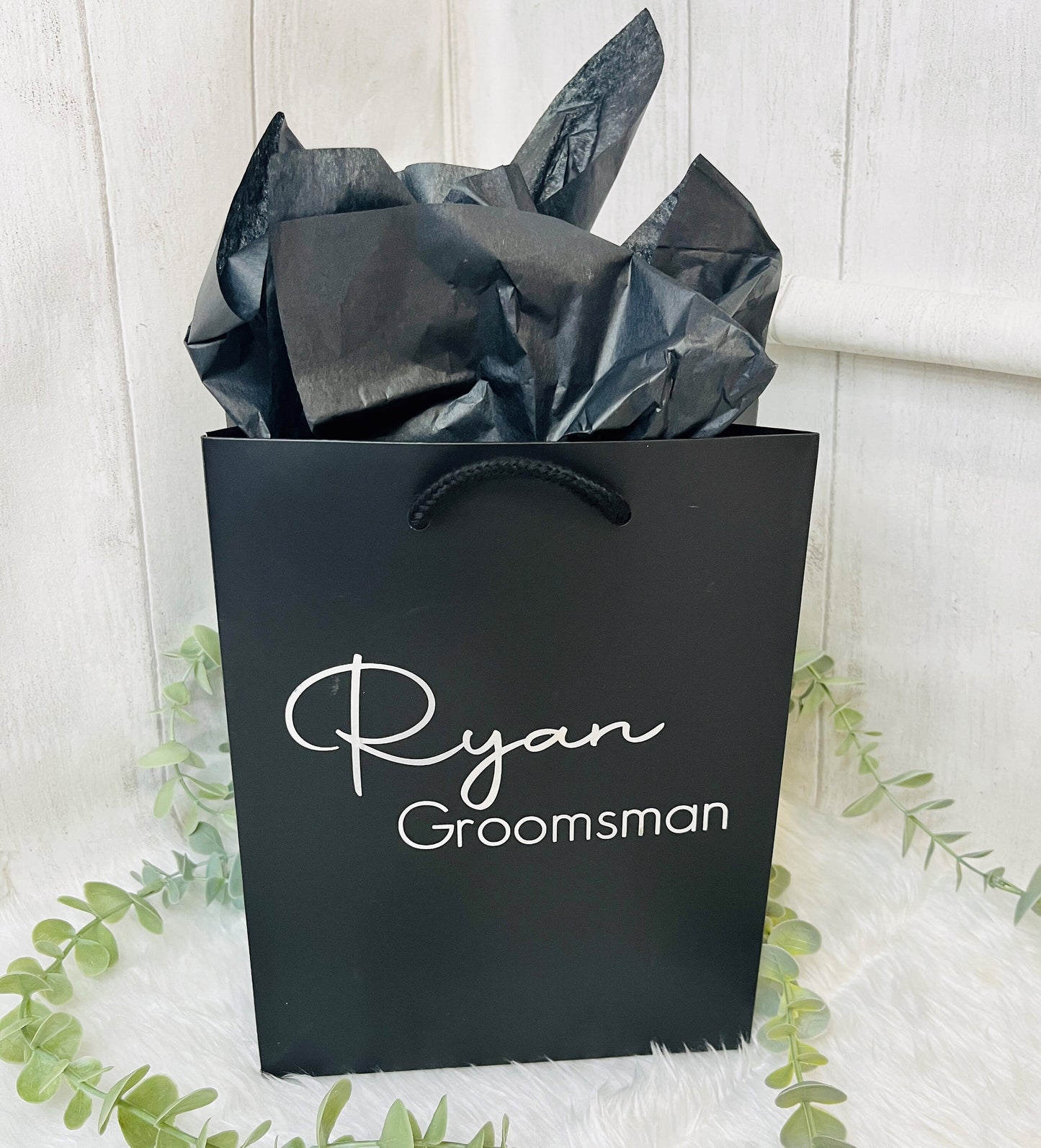 Personalised Wedding Gift Bag, Groomsman, Best Man, Bridesmaid, Maid of Honour, Luxury Rope Handle Bag