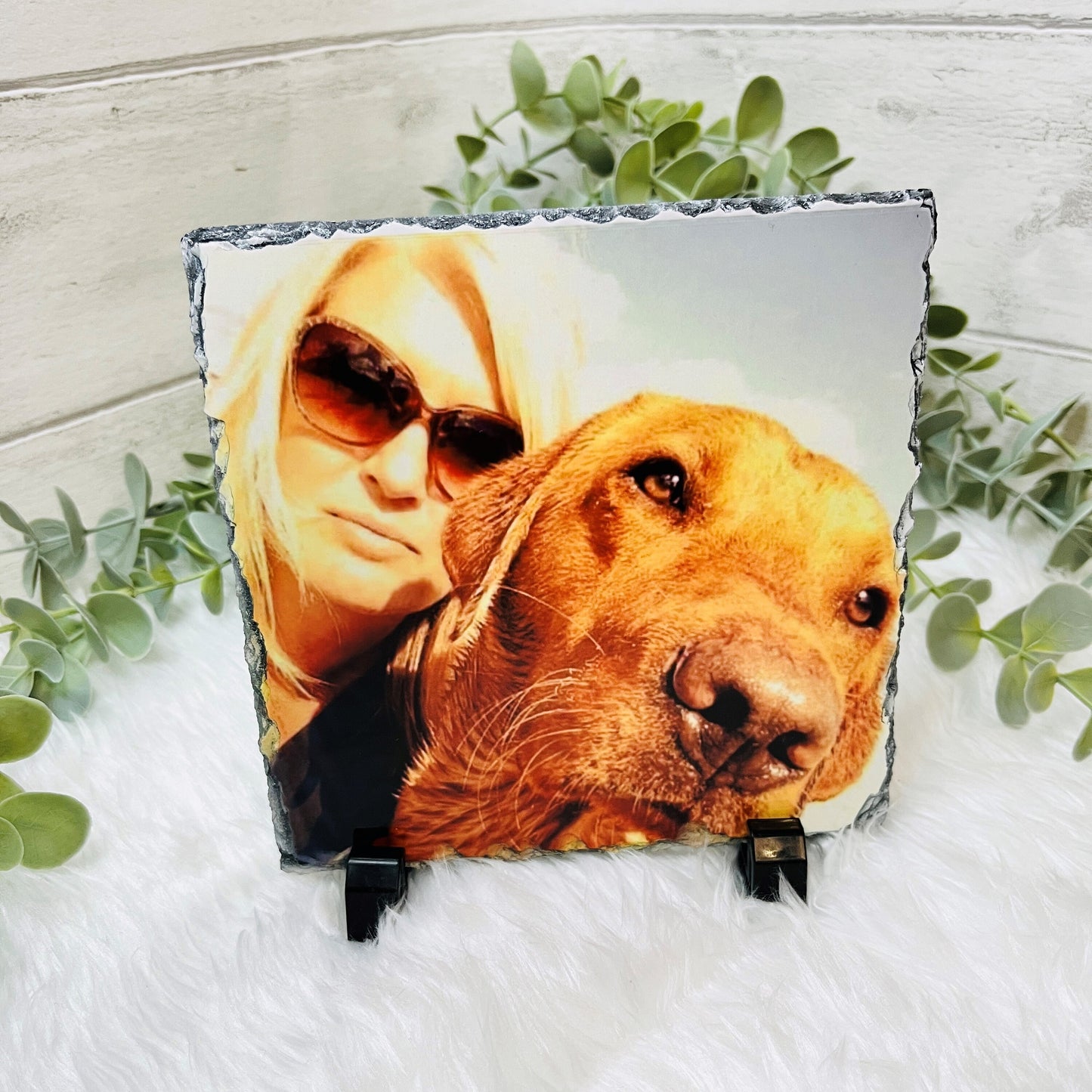 Personalised Photo Slate With Stand, Picture Rock Slate, Housewarming Gift