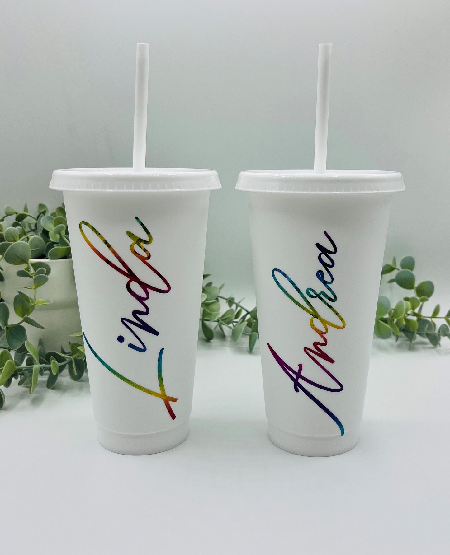 Personalised Cold Cup with straw and lid,  Kids Party Cups, 240z reusable Hen Party Cups