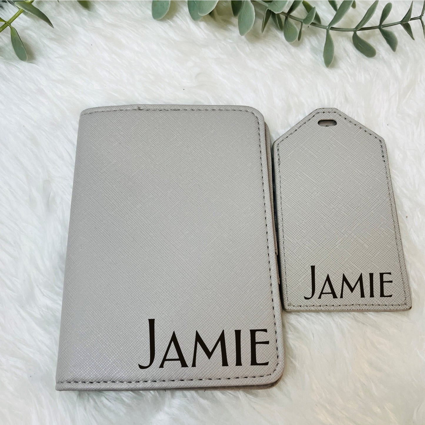 Personalised Faux Leather Passport Cover and Luggage Tag, Travel Accessories, Gift for Newlyweds