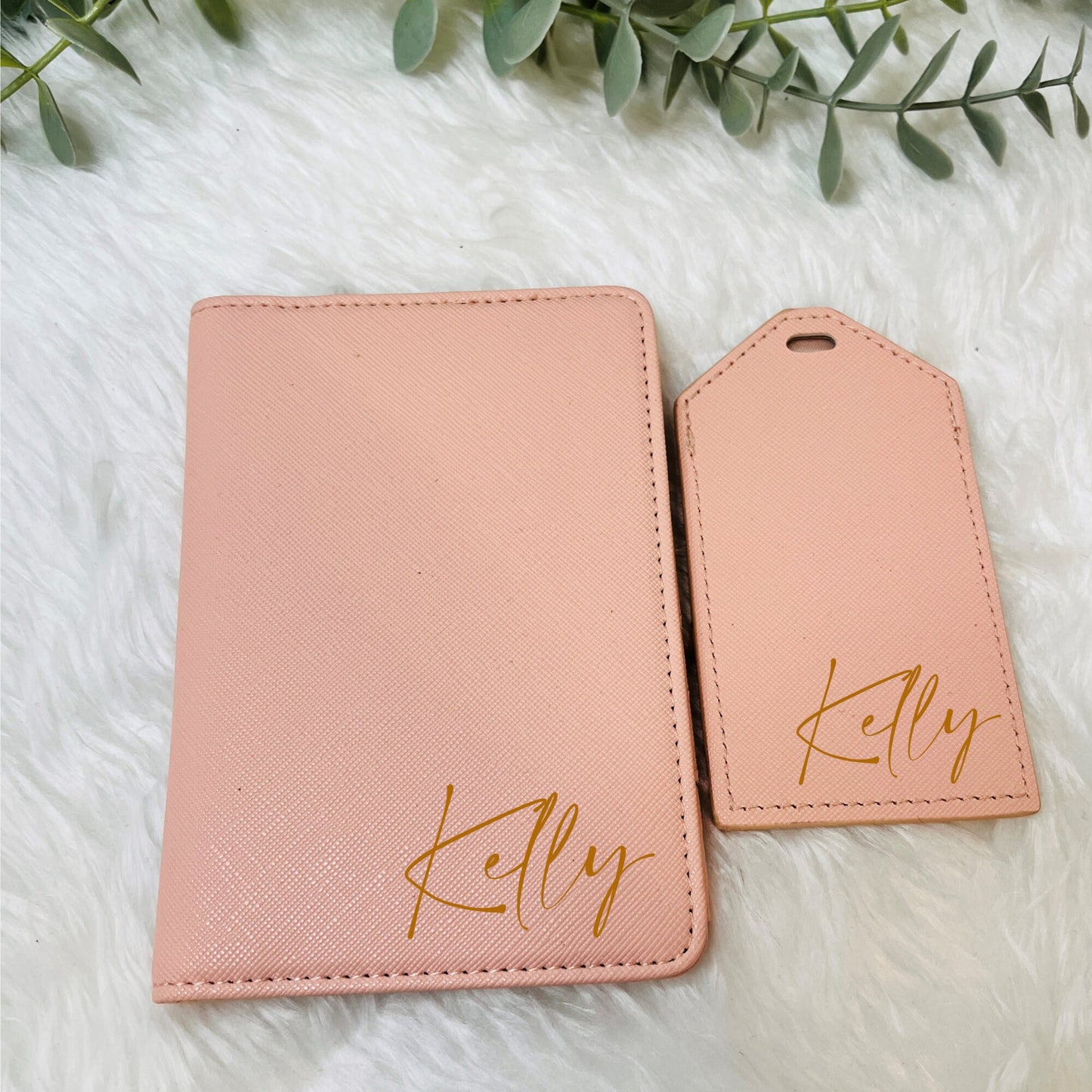 Personalised Faux Leather Passport Cover and Luggage Tag, Travel Accessories, Gift for Newlyweds