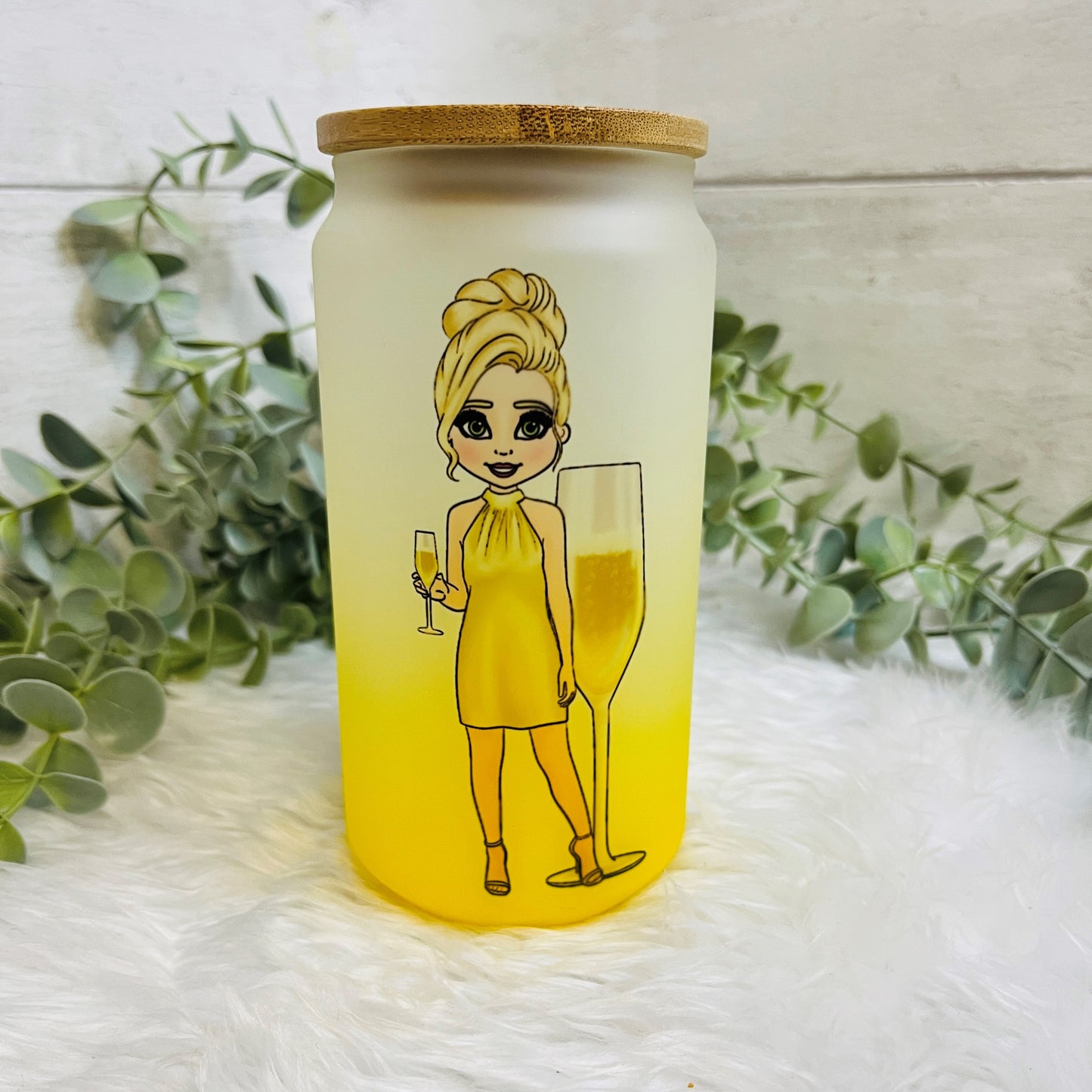 Personalised ombré frosted glass, cocktail dolly, choice of colours, personalise your doll