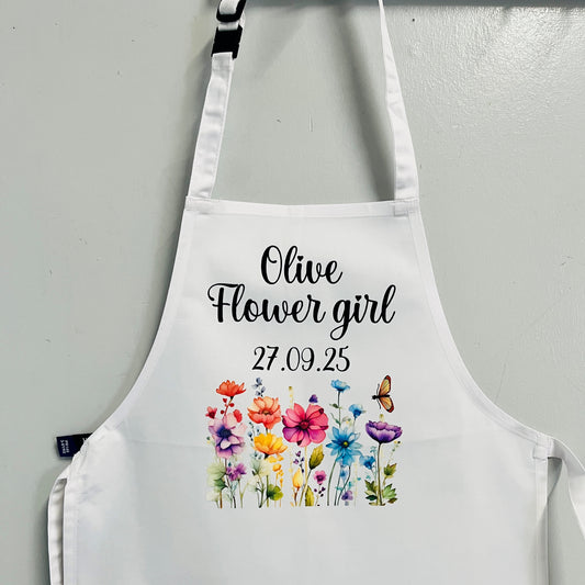 Kids Flower Girl Apron, Apron for Wedding Bridesmaids