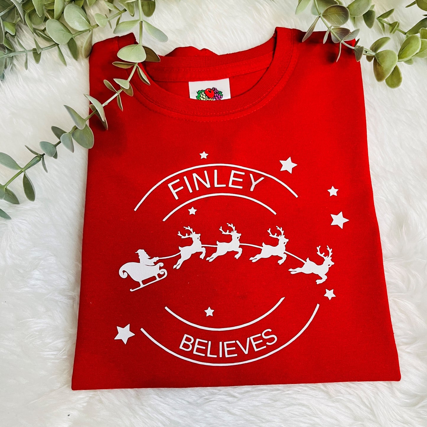 Personalised Kids Christmas Believes T-Shirt, Stocking Filler ideas, Christmas Eve Box