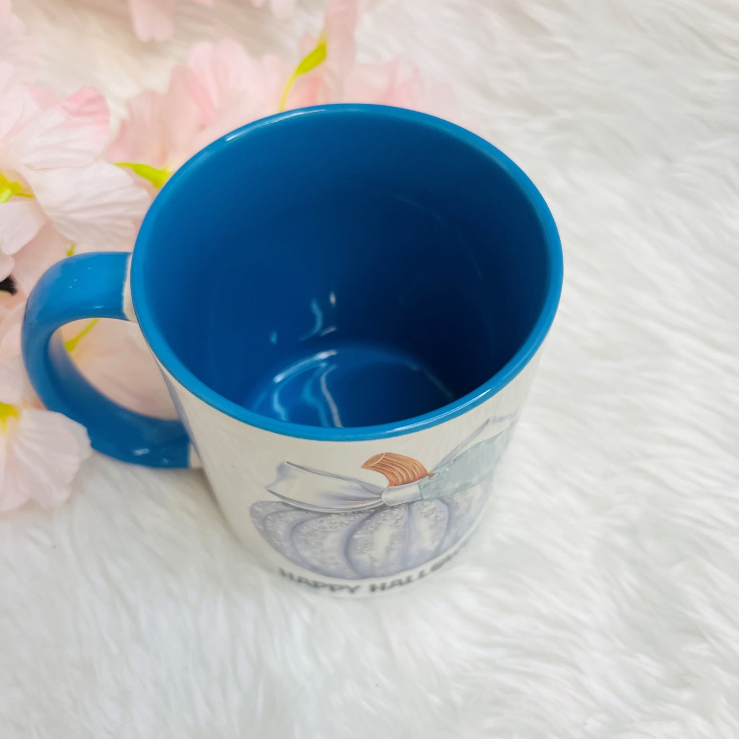 Blue Glitter Pumpkin Halloween Mug
