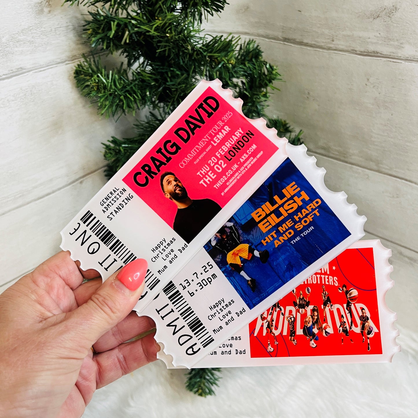 Personalised Event Ticket, Theatre Tickets, Acrylic Vouchers, Concert Ticket, Souvenir Ticket