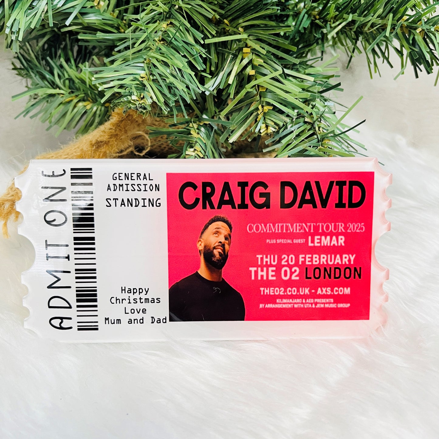 Personalised Event Ticket, Theatre Tickets, Acrylic Vouchers, Concert Ticket, Souvenir Ticket