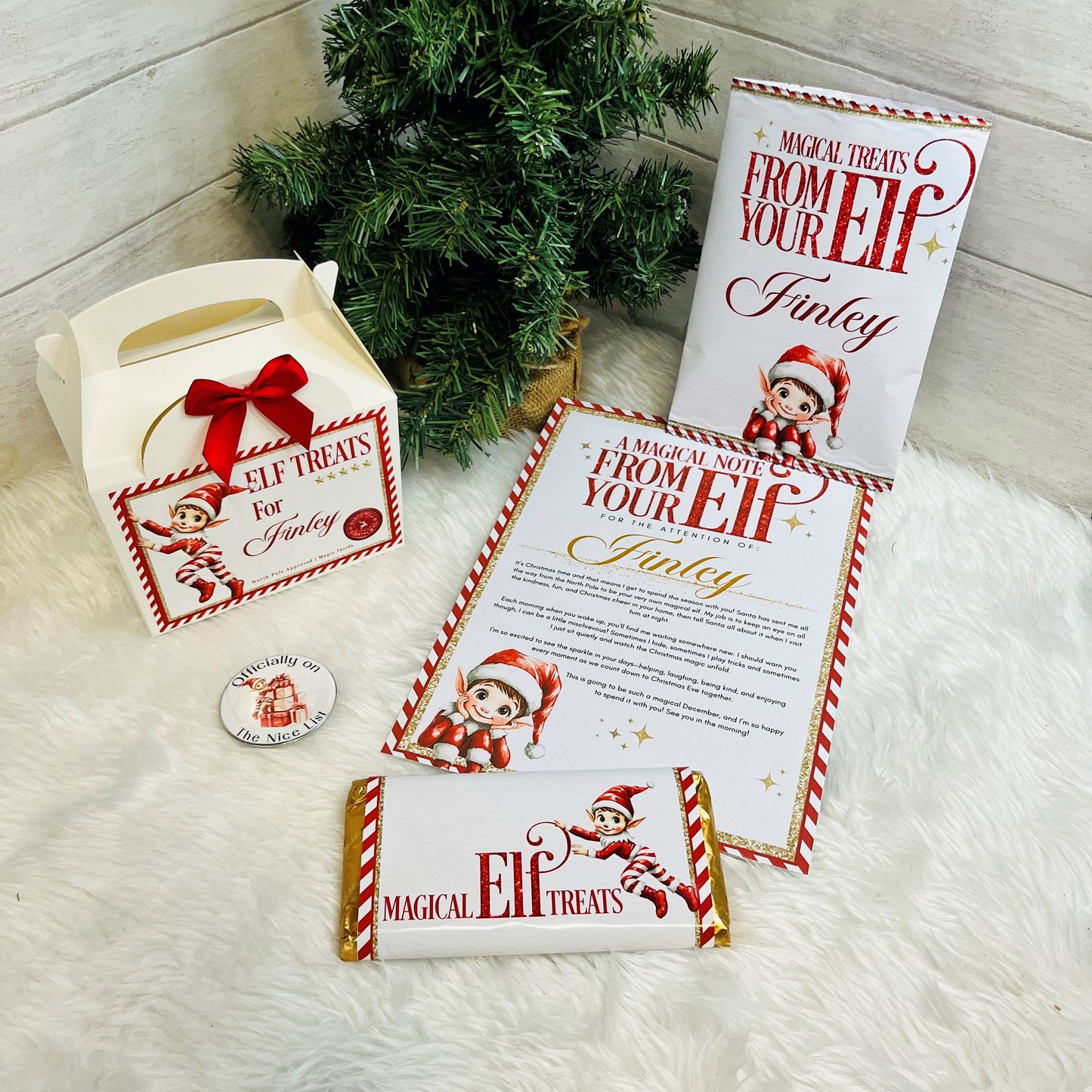 Christmas-themed 'Elf' bundle on a white surface.