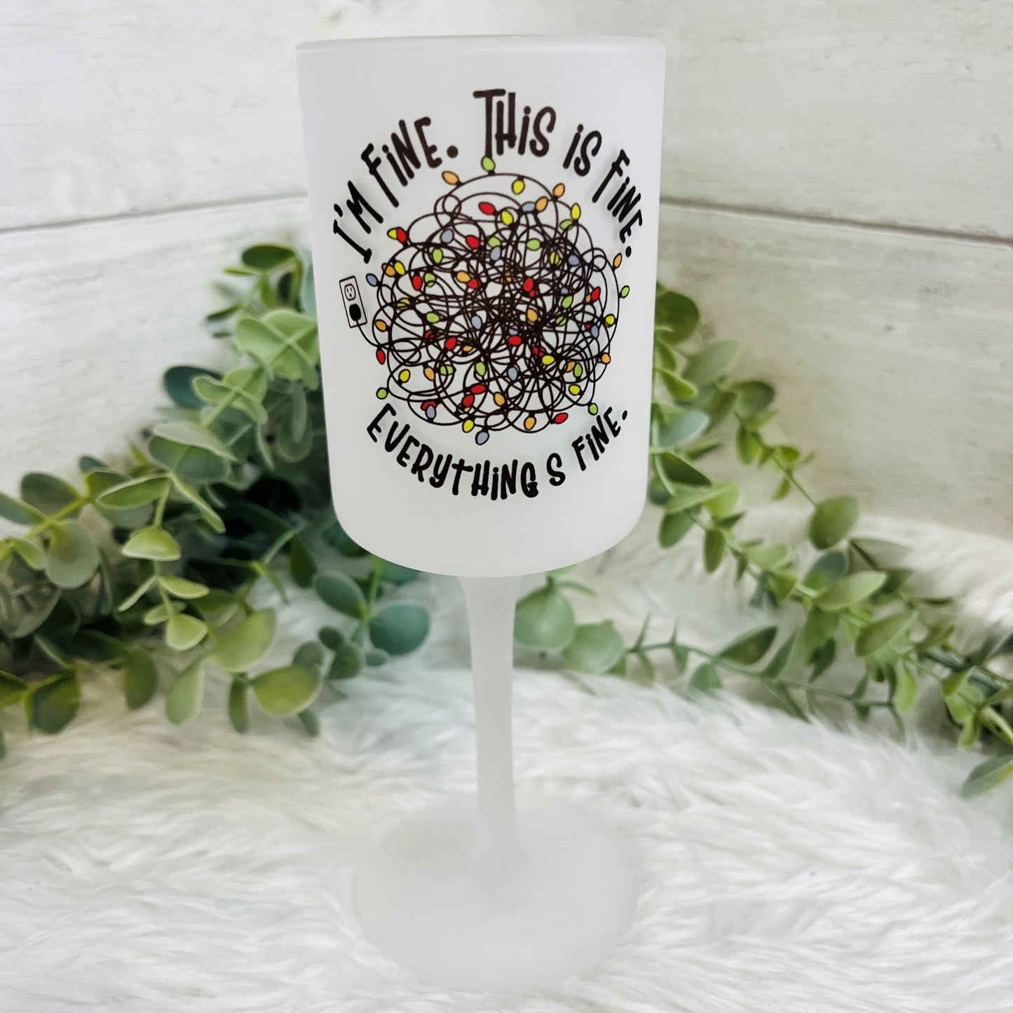 Frosted Christmas Wine Glass, Stocking Filler Gift, Secret Santa Gift, Funny Christmas Glass