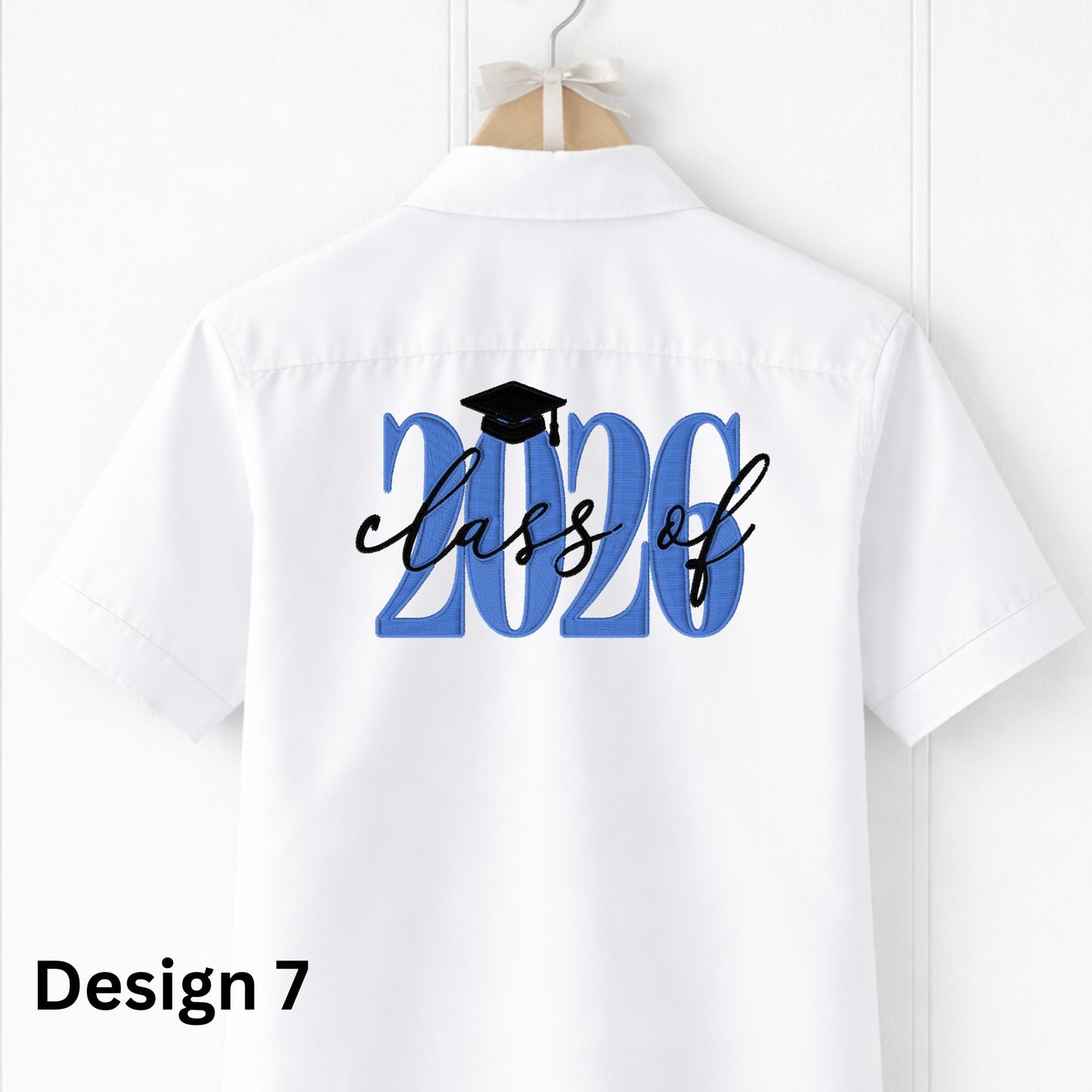 White shirt with 'class of 2026' design on a white background