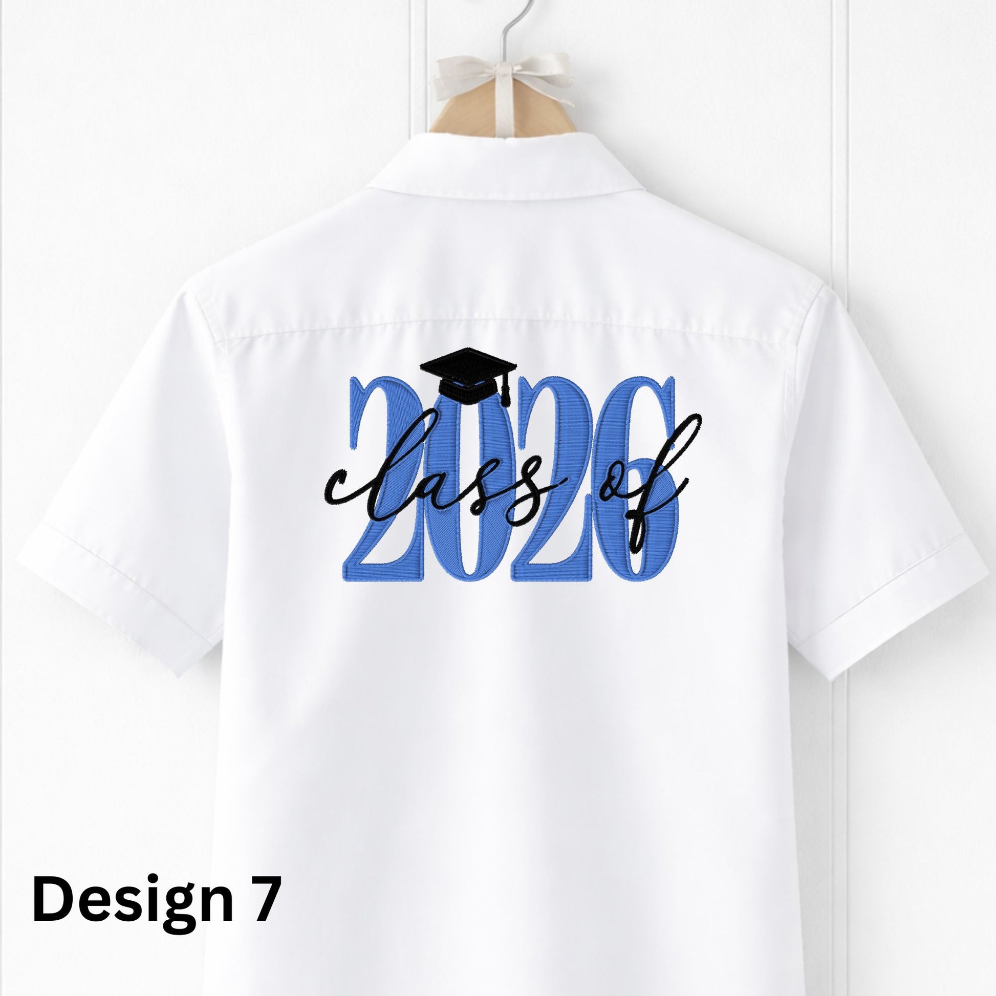 White shirt with 'class of 2026' design on a white background