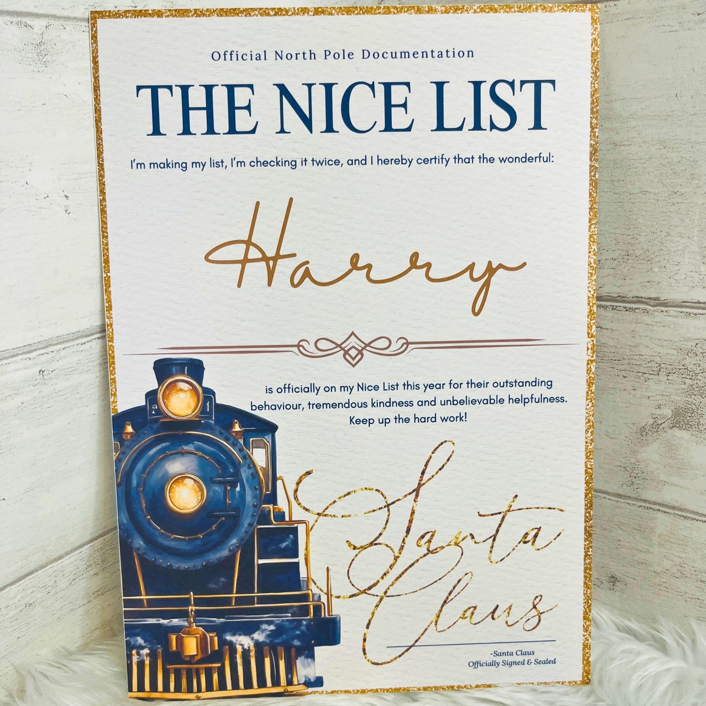 Personalised Polar Express Nice List Certificate