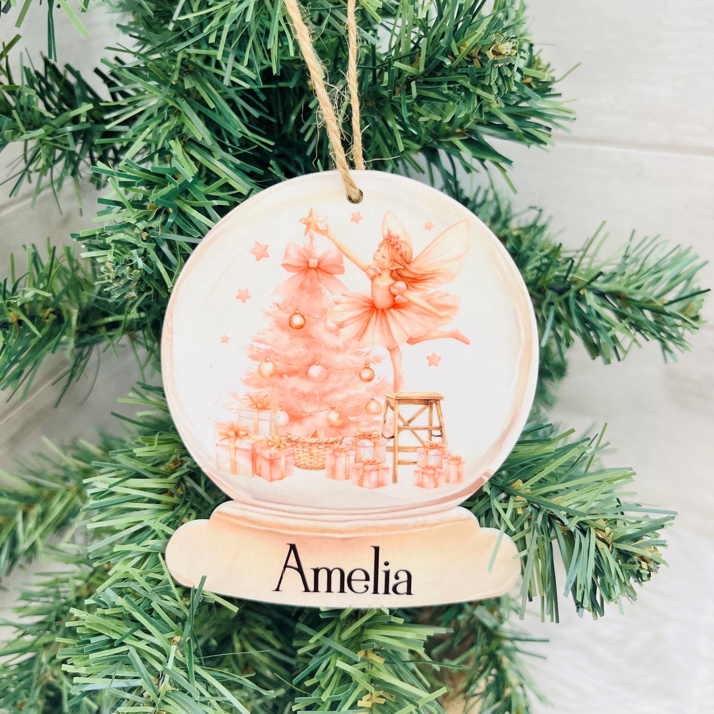 Acrylic Personalised Snowglobe Christmas Tree Ornament for Kids
