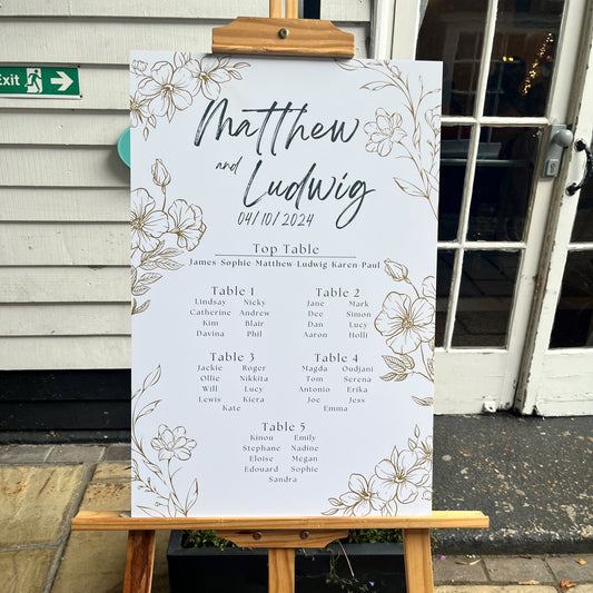 Personalised wedding seating A2 Board