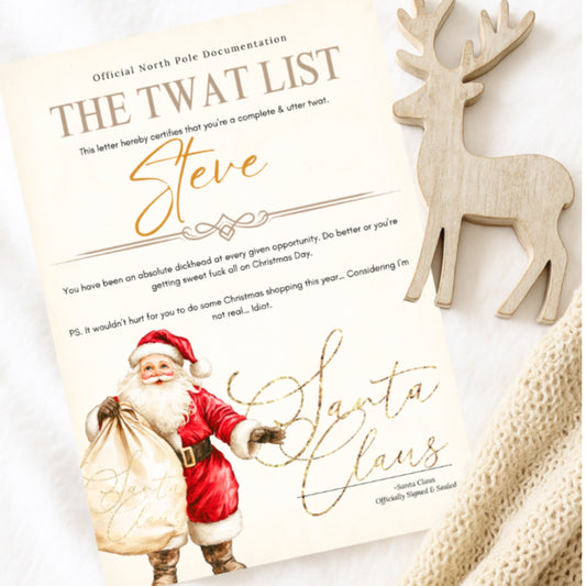 Adult Sweary Nice List personalised certificate - joke present on a white background