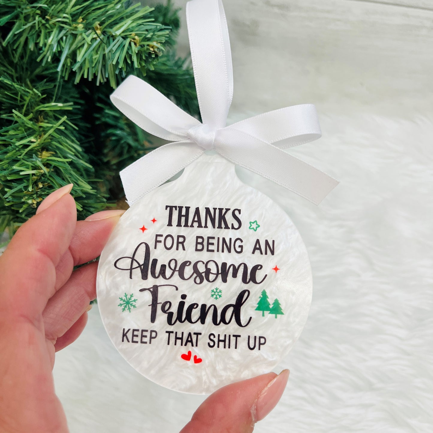 Best Friends Christmas Bauble, Acrylic Xmas Tree Decoration