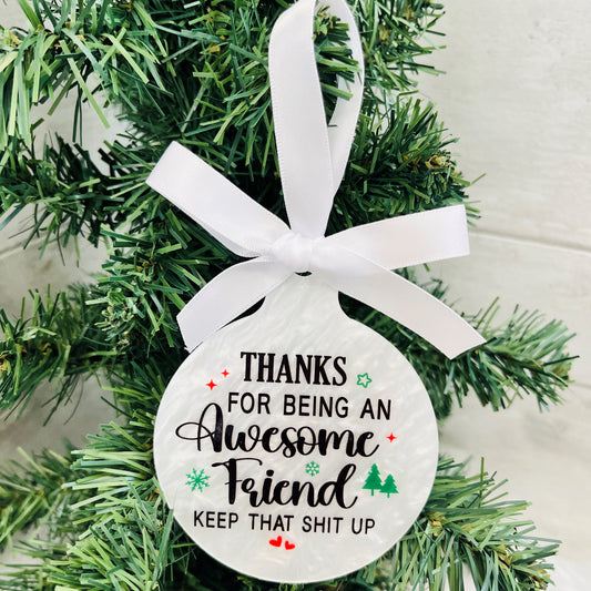 Best Friends Christmas Bauble, Acrylic Xmas Tree Decoration