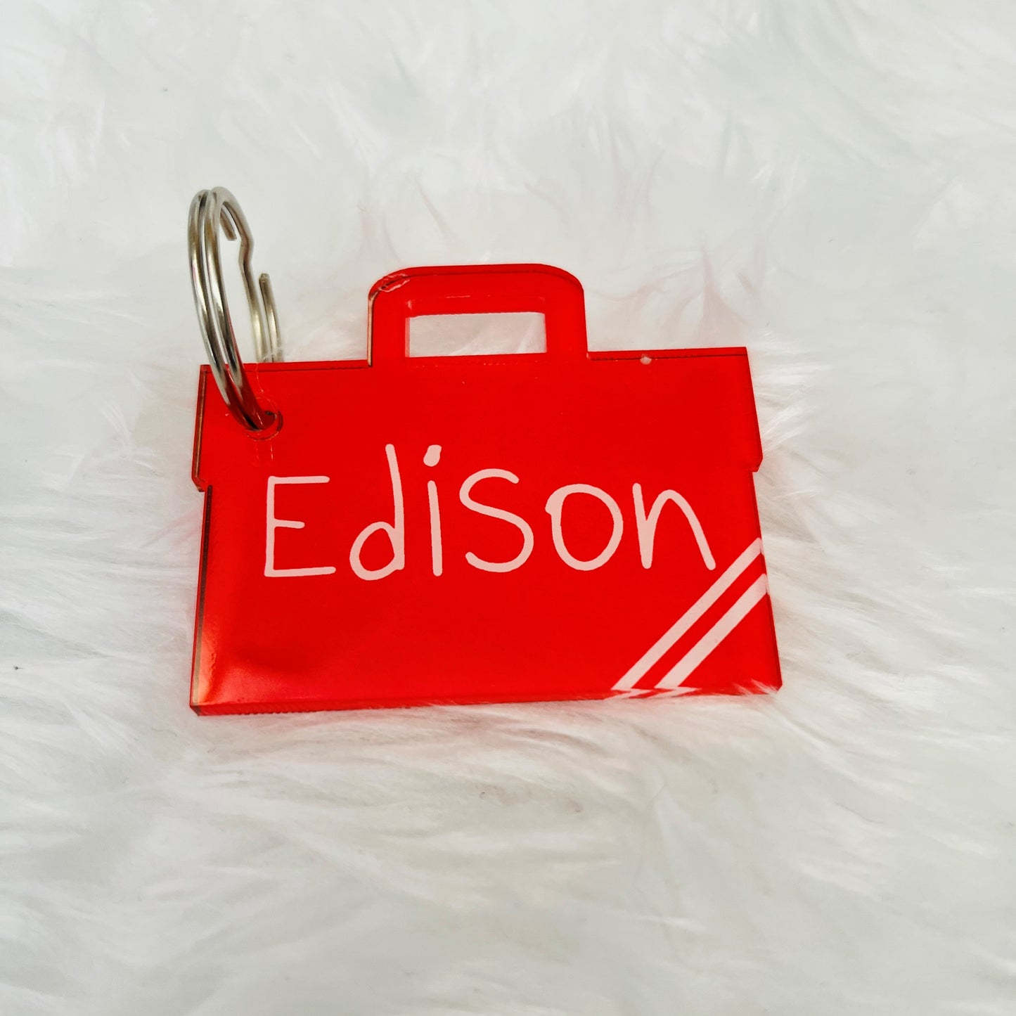 Personalised Book Bag Acrylic Keyring