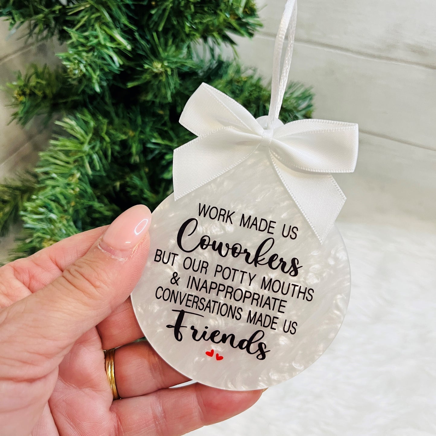 Christmas Bauble for work colleague, Acrylic Xmas Tree Decoration