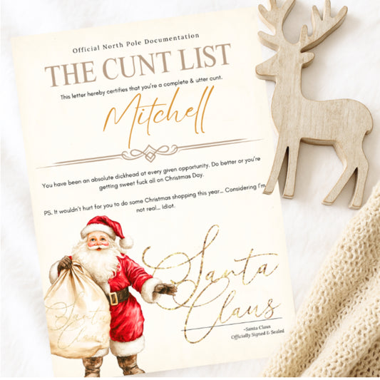 Adult 18+ Christmas nice list certificate