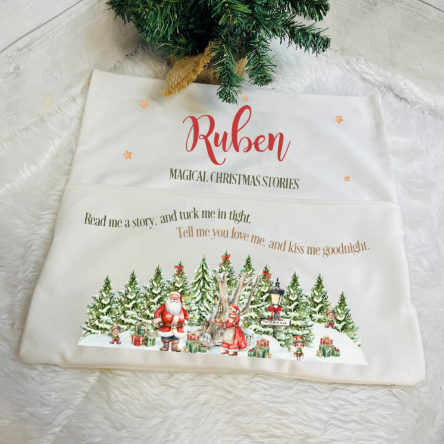 Personalised Christmas Pocket Story Book Cushion