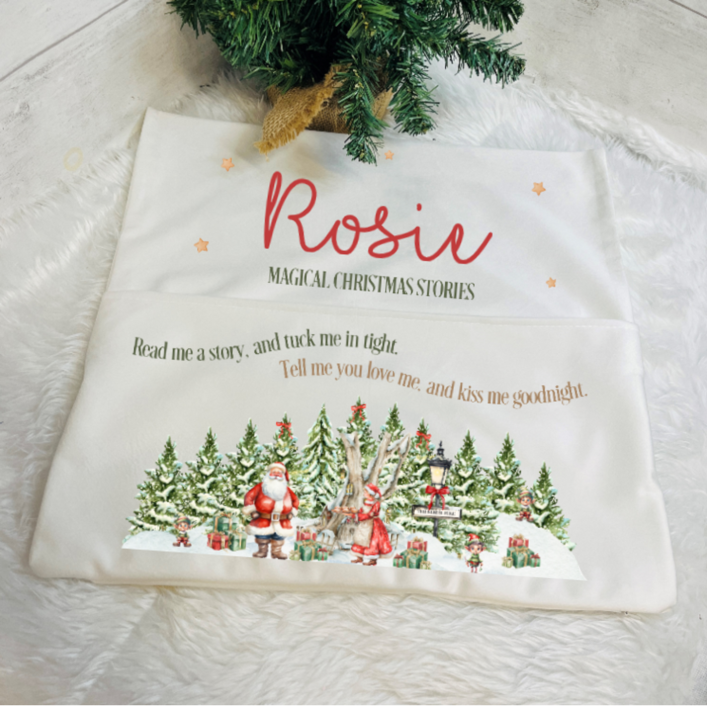 Personalised Christmas Pocket Story Book Cushion