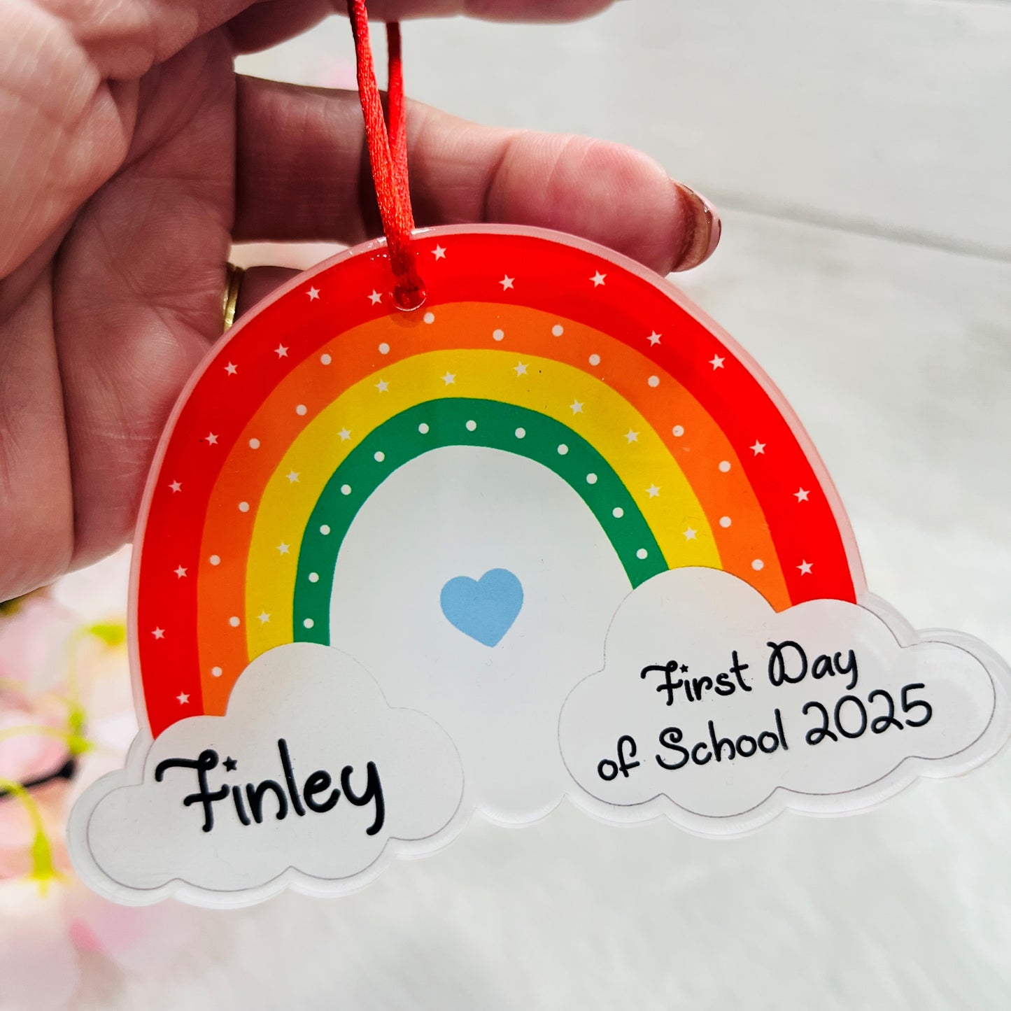 First Day of School Rainbow Hanging Plaque