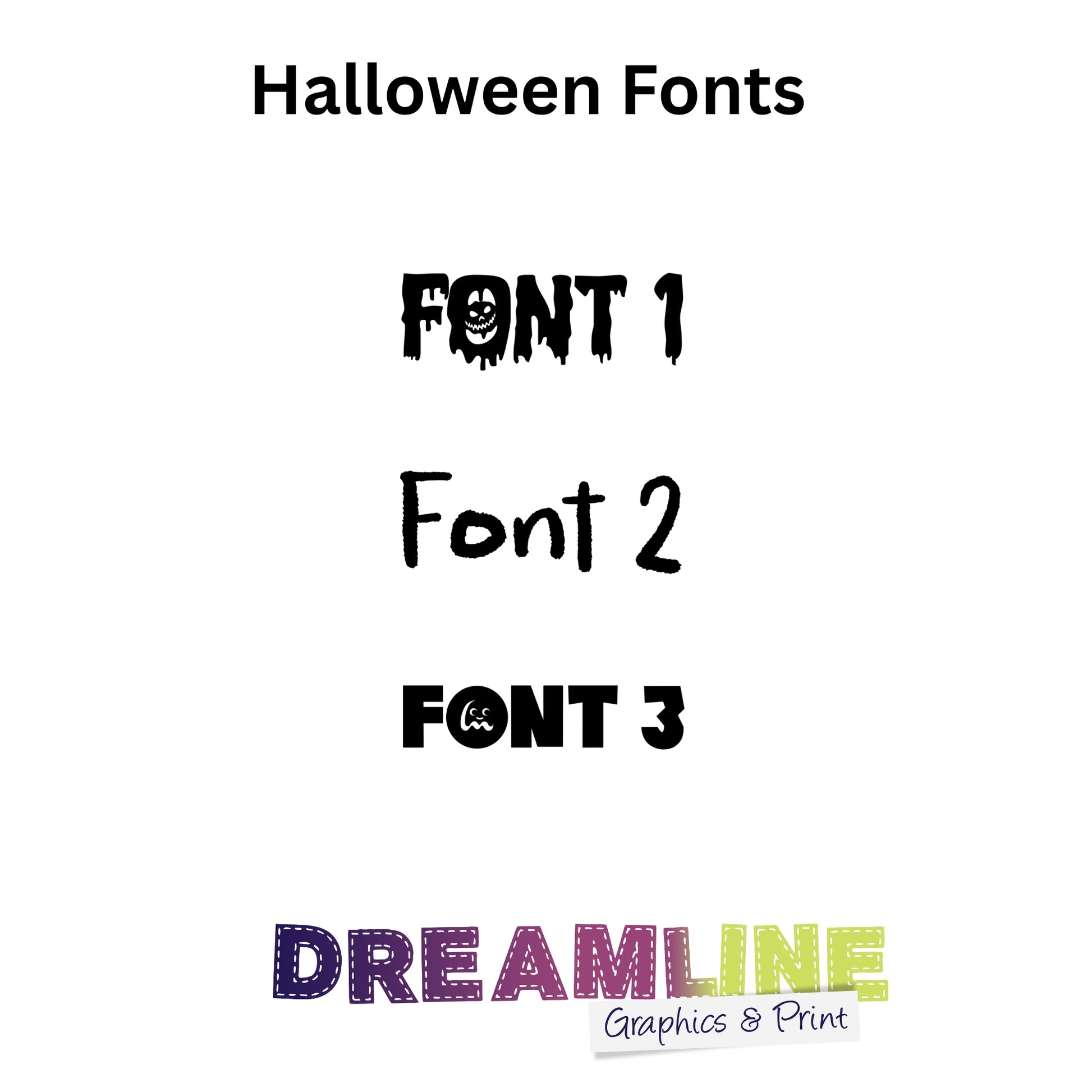 Choice of fonts for Kids personalised halloween T-Shirts