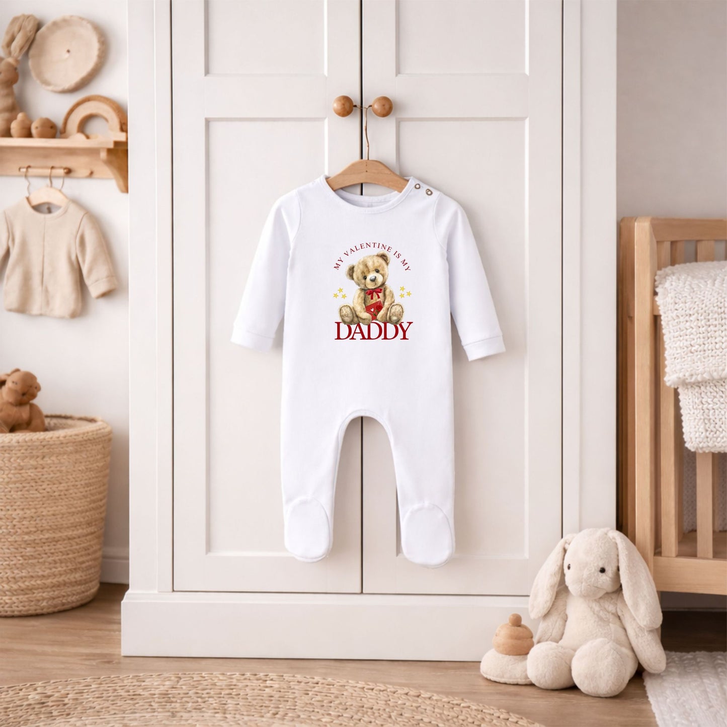 Baby Valentine outfit featuring “My Valentine is Daddy” design