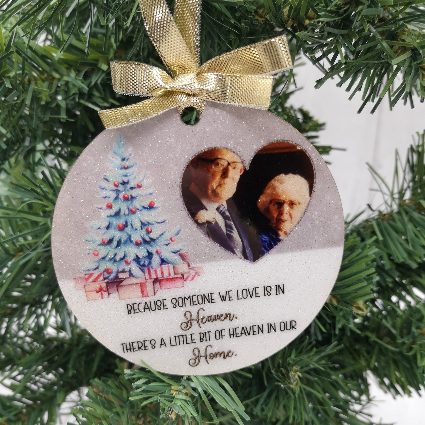 Personalised Christmas Glitter Ornament, Memorial Photo Gift, Christmas Baubles personalised